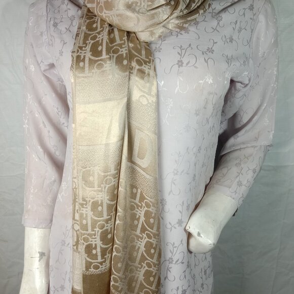Dior Stole Shawl Wrap 65% Cashmere 35% Silk Light Golden Used - Picture 5 of 11